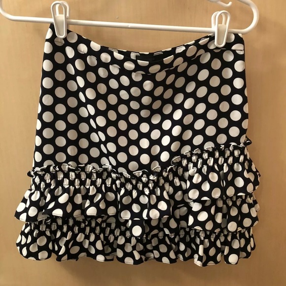 JCrew navy white polka dot ruffle skirt - Picture 4 of 4